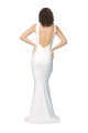 Long Sleeveless Stretch Crepe Ivory High Neck Sheath Formal Evening Dress