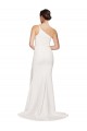 Sweep Train Sleeveless Stretch Crepe Ivory Sheath Semi Formal Evening Dress