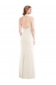 Long Sleeveless Stretch Crepe Ivory Trumpet Semi Formal Evening Dress