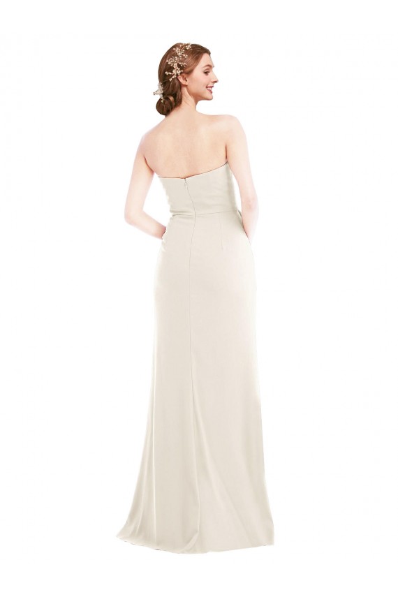 Long Sleeveless Stretch Crepe Ivory Strapless Trumpet Semi Formal Evening Dress