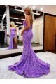 Court Train Sleeveless Velvet Sequin Lavender A-Line Homecoming Dress
