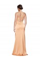 Long Sleeveless Stretch Satin Light Copper Sheath Formal Evening Dress
