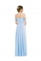 Long Sleeveless Soft Chiffon Light Sky Blue Off the Shoulder A-Line Formal Evening Dress