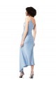Midi Length Sleeveless Silky Satin Light Sky Blue A-Line Formal Evening Dress