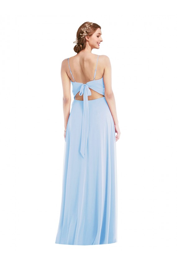 Long Sleeveless Soft Chiffon Light Sky Blue A-Line Formal Evening Dress