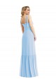 Long Sleeveless Soft Chiffon Light Sky Blue A-Line Semi Formal Evening Dress