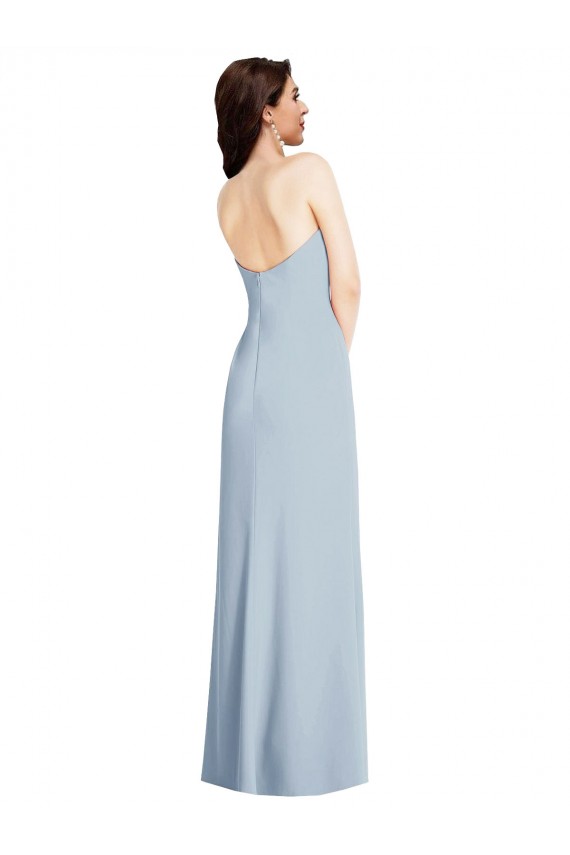 Long Sleeveless Stretch Crepe Light Sky Blue A-Line Formal Evening Dress