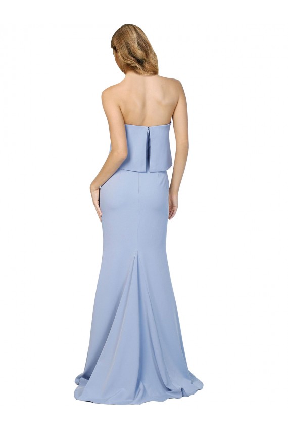 Long Sleeveless Stretch Crepe Light Sky Blue A-Line Formal Dress