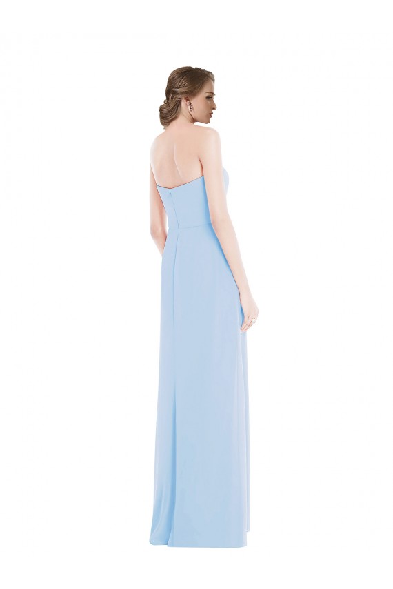 Long Sleeveless Soft Chiffon Light Sky Blue Sweetheart A-Line Evening Dresses