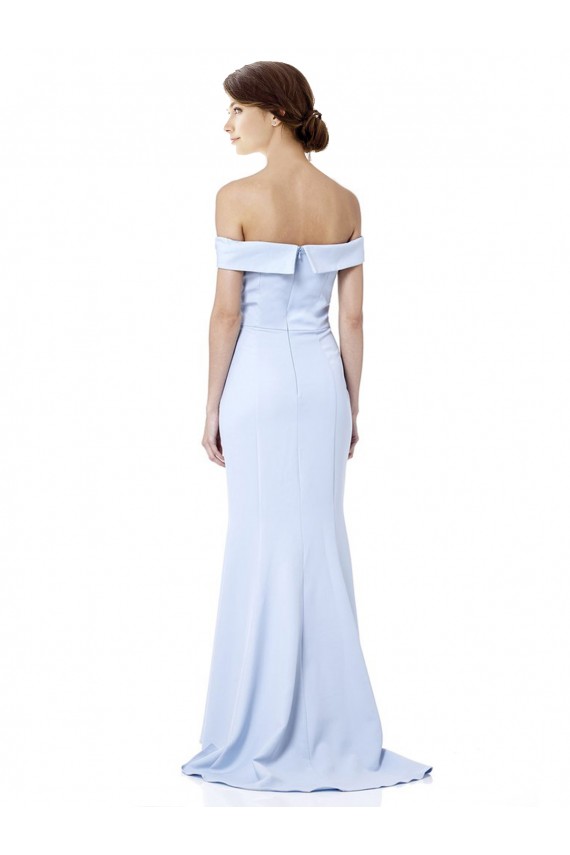 Long Sleeveless Stretch Crepe Light Sky Blue Off the Shoulder Mermaid Formal Dress