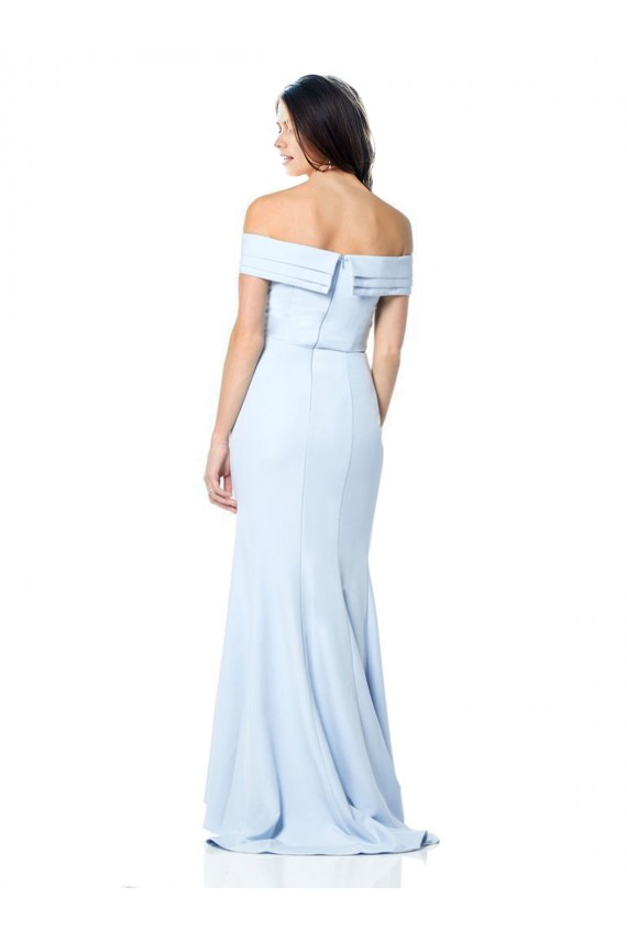 Long Sleeveless Stretch Crepe Light Sky Blue Mermaid Evening Dress