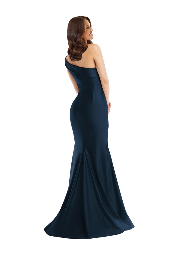 Long Sleeveless Silky Satin Light Sky Blue Mermaid Formal Evening Dress