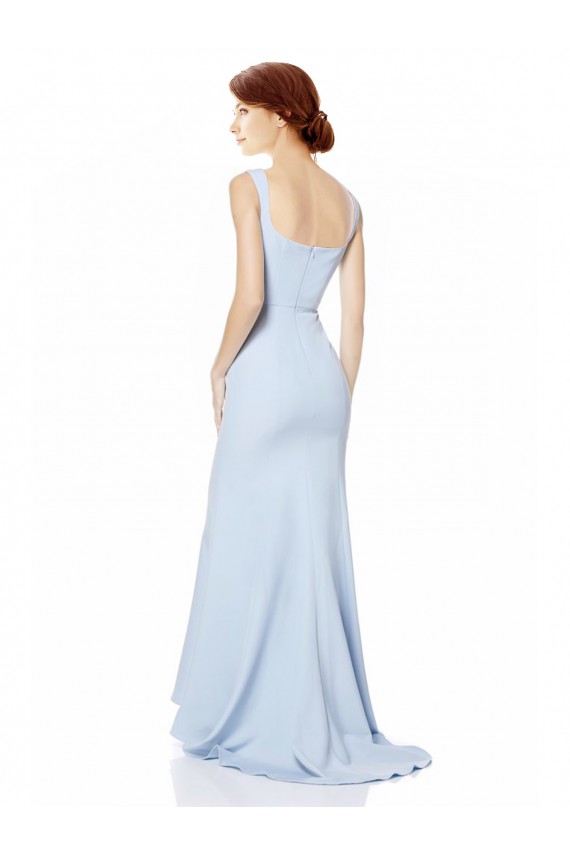Long Sleeveless Stretch Crepe Light Sky Blue Mermaid Formal Dress