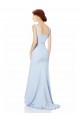 Long Sleeveless Stretch Crepe Light Sky Blue Mermaid Formal Dress
