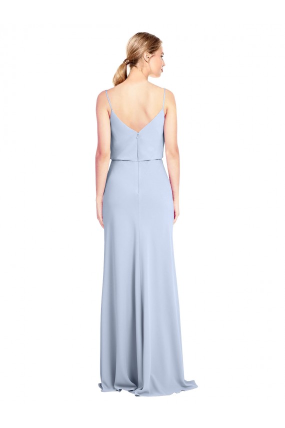 Long Sleeveless Stretch Crepe Light Sky Blue Sheath Formal Dress
