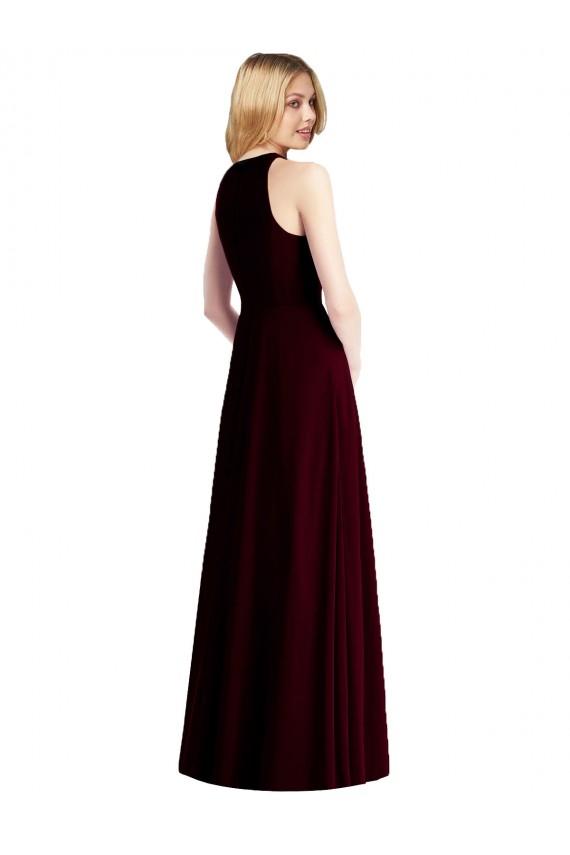 Long Sleeveless Soft Chiffon Light Sky Blue Trumpet Semi Formal Evening Dress