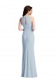 Long Sleeveless Stretch Crepe Light Sky Blue Halter Neck Trumpet Formal Dress