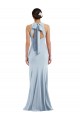 Long Sleeveless Stretch Crepe Light Sky Blue Trumpet Formal Evening Gown
