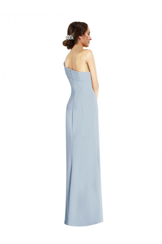 Long Sleeveless Stretch Crepe Light Sky Blue Off the Shoulder Trumpet Formal Evening Dress