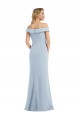 Long Sleeveless Stretch Crepe Light Sky Blue Off the Shoulder Trumpet Semi Formal Evening Dress