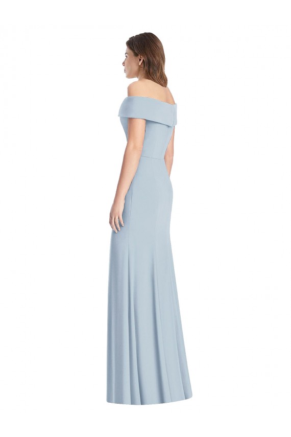 Long Sleeveless Stretch Crepe Light Sky Blue Off the Shoulder Trumpet Formal Dress