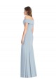 Long Sleeveless Stretch Crepe Light Sky Blue Off the Shoulder Trumpet Formal Dress