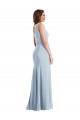 Long Sleeveless Stretch Crepe Light Sky Blue One Shoulder Trumpet Formal Evening Dress