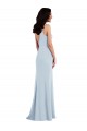 Long Sleeveless Stretch Crepe Light Sky Blue Trumpet Formal Dress