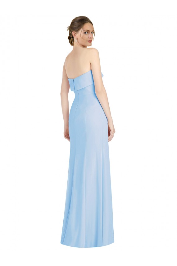 Long Sleeveless Soft Chiffon Light Sky Blue Trumpet Black Tie Evening Dress