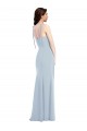 Long Sleeveless Stretch Crepe Light Sky Blue Trumpet Evening Dress