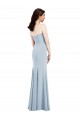 Long Sleeveless Stretch Crepe Light Sky Blue V-Neck Trumpet Evening Dress