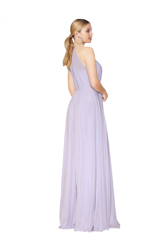 Long Sleeveless Soft Chiffon Lilac A-Line Formal Evening Dress