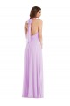 Long Sleeveless Soft Chiffon Lilac A-Line Semi Formal Evening Dress
