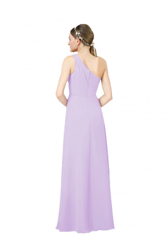 Long Sleeveless Soft Chiffon Lilac Sheath Formal Evening Dress