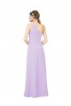 Long Sleeveless Soft Chiffon Lilac Sheath Formal Evening Dress