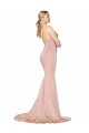 Long Sleeveless Stretch Crepe Mauve Mermaid Formal Dress