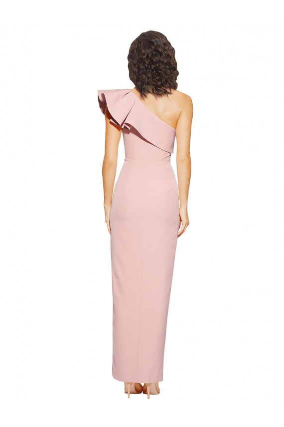 Long Sleeveless Stretch Crepe Mauve Sheath Formal Evening Dress