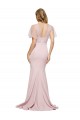 Short Sleeves Long Stretch Crepe & Tulle Mauve Sheath Formal Evening Dress