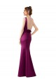 Long Sleeveless Satin Merlot Sheath Black Tie Evening Dress
