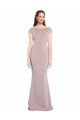 Long Cap Sleeves Stretch Crepe Dusty Pink Mermaid Formal Evening Dress