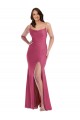 Long Sleeveless Silky Satin Fuchsia Mermaid Plus Size Formal Evening Dress