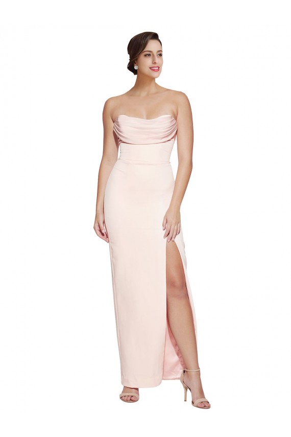 Long Sleeveless Stretch Satin Mermaid Formal Evening Dress