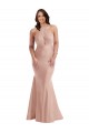 Long Sleeveless Silky Satin Dusty Pink Halter Neck Mermaid Plus Size Formal Evening Dress