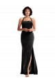 Long Sleeveless Stretch Velvet Black Mermaid Formal Evening Dress