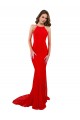 Long Sleeveless Lace Red Mermaid Evening Dress