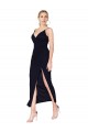 Knee Length Sleeveless Soft Chiffon Dark Navy Mermaid Formal Evening Dress