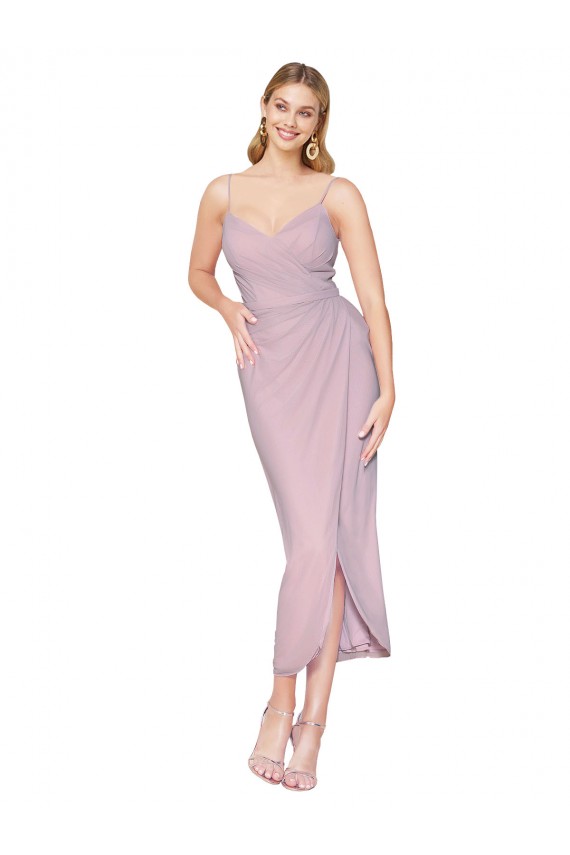 Knee Length Sleeveless Soft Chiffon Primrose Mermaid High Low Evening Dress