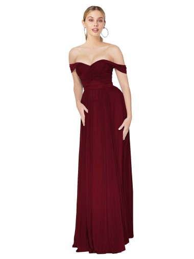 Long Sleeveless Soft Chiffon Burgundy Mermaid Formal Dress for Sale