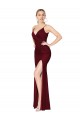 Long Sleeveless Soft Chiffon Burgundy Mermaid Formal Evening Dress