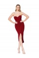 Knee Length Sleeveless Stretch Crepe Burgundy Mermaid High Low Evening Dress